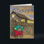 Cartes Pour Fêtes Annuelles Beach House Christmas Card-V<br><div class="desc">Inspiration for this image flows from Chester, my family, and my friends. Why evening? Because that's when we are more likely to gather together. Glow from a full moon rising illuminates opposite from the sunset, while candle & kitchen light beckon with warmth. . . just south of Avalon Pier in...</div>