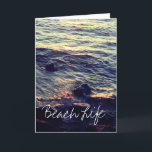 Cartes Pour Fêtes Annuelles Beach Life Citations Vagues Ocean Sunset Water Pit<br><div class="desc">Imprimé avec une belle scène sereine de belles vagues de l'océan sur la plage!</div>