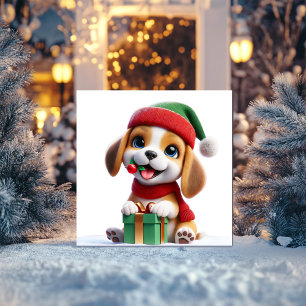 Cartes Pour Fêtes Annuelles Béagle avec cadeau de Noël