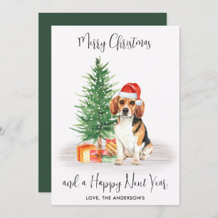 Cartes Pour Fêtes Annuelles Beagle Chien Père Noël Festif Tree Joyeux Noël