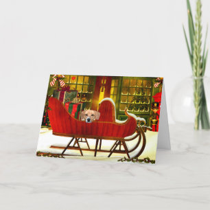 Cartes Pour Fêtes Annuelles Beagle dans un traîneau de Noël