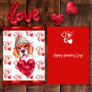 Cartes Pour Fêtes Annuelles Beagle de coeur Amoureux des chiens Valentine Cade