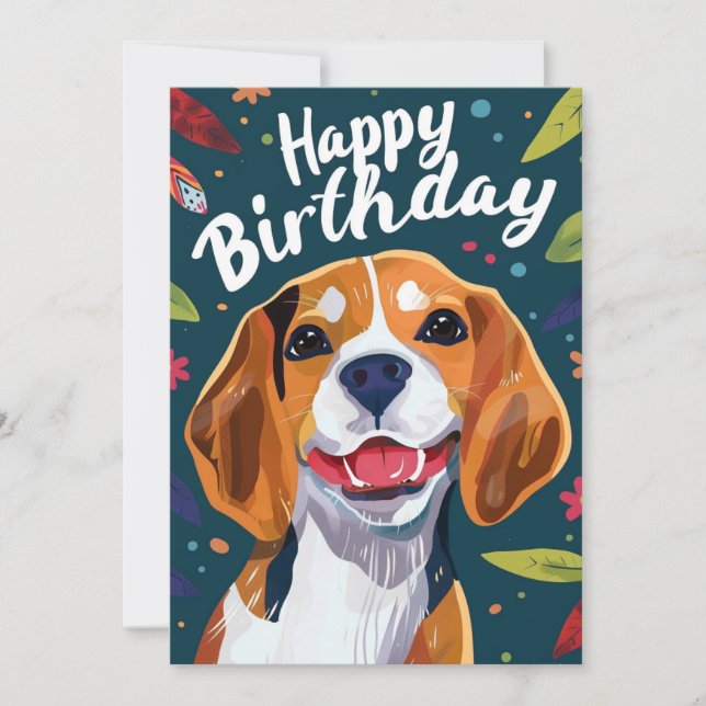 Cartes Pour Fêtes Annuelles Beagle Joyeux anniversaire (Devant)