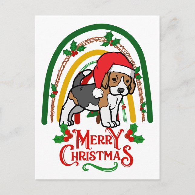 Cartes Pour Fêtes Annuelles Beagle Joyeux Noël (Devant)