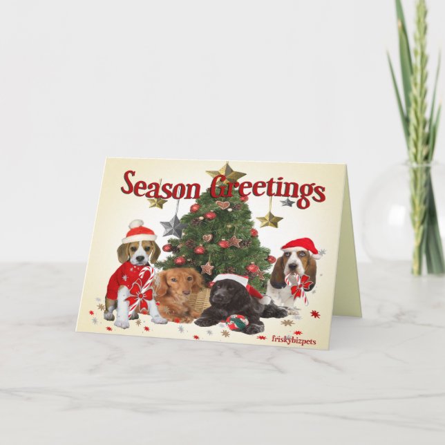 Cartes Pour Fêtes Annuelles Beagle Père Noël et cadeaux d'amis (Devant)