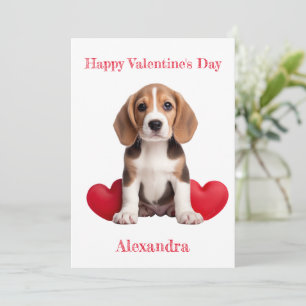 Cartes Pour Fêtes Annuelles Beagle personnalisé avec 2 coeurs Valentine