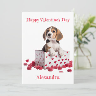 Cartes Pour Fêtes Annuelles Beagle personnalisé en boîte avec coeur Valentine