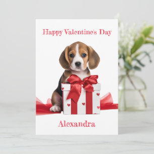 Cartes Pour Fêtes Annuelles Beagle personnalisé en boîte avec Valentine Bow