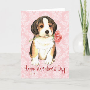 Cartes Pour Fêtes Annuelles Beagle Rose Valentine
