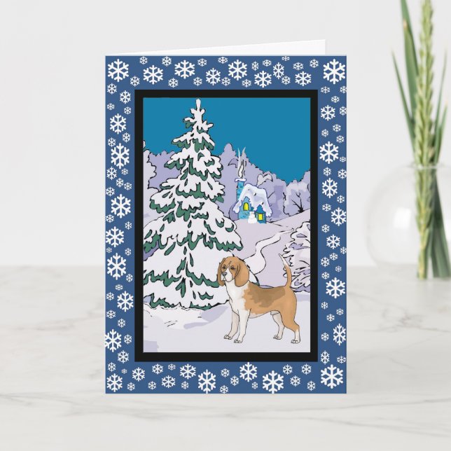 Cartes Pour Fêtes Annuelles Beagle Snowy Winter (Devant)