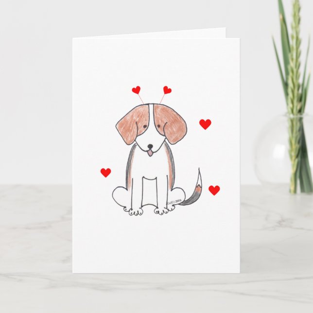 Cartes Pour Fêtes Annuelles Beagle Valentine Ears (Devant)