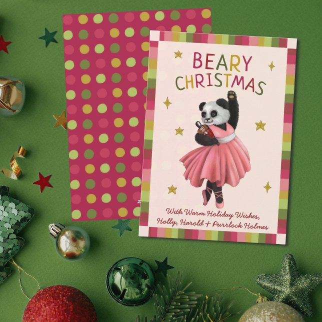 Cartes Pour Fêtes Annuelles Beaire rose mignonne Ballet de Noël Danse Panda (Créateur téléchargé)
