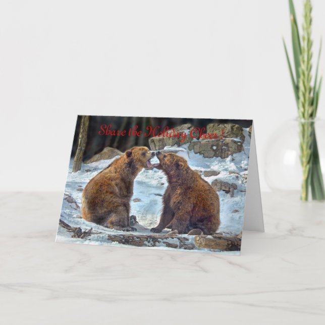Cartes Pour Fêtes Annuelles Bear Smooch Holiday Card (Devant)