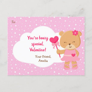 Cartes Pour Fêtes Annuelles Bear Valentines Day Card Kids (Rose pour les fille