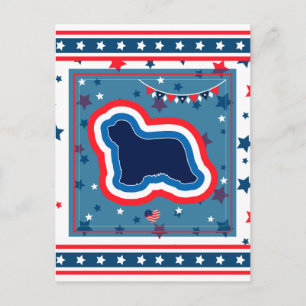 Cartes Pour Fêtes Annuelles Bearded Collie Patriotique Rouge Blanc Bleu 4 Juil
