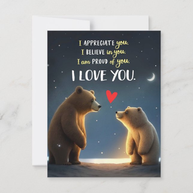 Cartes Pour Fêtes Annuelles Bears Love You Night Sky Card (Devant)