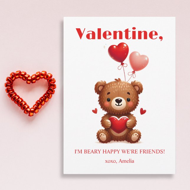 Cartes Pour Fêtes Annuelles Beary Happy Friends Red Heart Teddy Bear Valentine (Créateur téléchargé)
