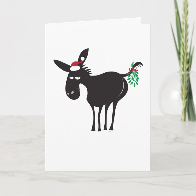 Cartes Pour Fêtes Annuelles Beau âne avec Mistletoe Joyeux Kissmyass (Devant)