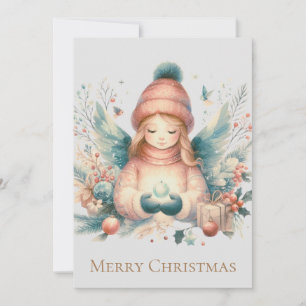 Cartes Pour Fêtes Annuelles Beau ange d'hiver au milieu de la nature du nord