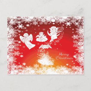 Cartes Pour Fêtes Annuelles Beau Anges de Noël Volant-Blanc Neige-Rouge