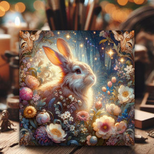 Cartes Pour Fêtes Annuelles Beau Art Nouveau Rabbit de Pâques Christian