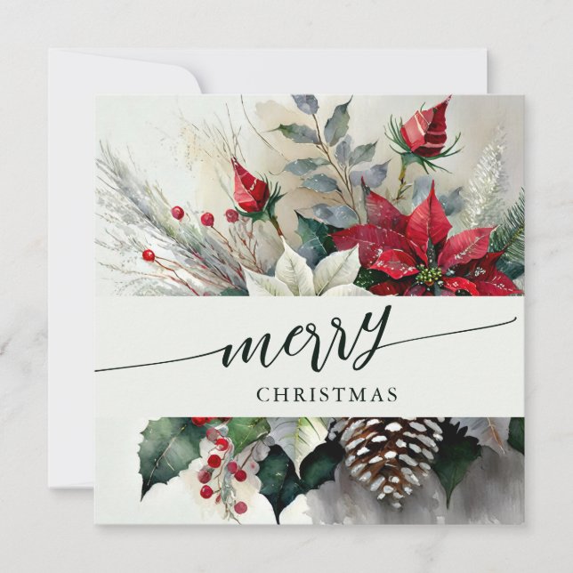 Cartes Pour Fêtes Annuelles Beau Bouquet floral de Noël (Devant)