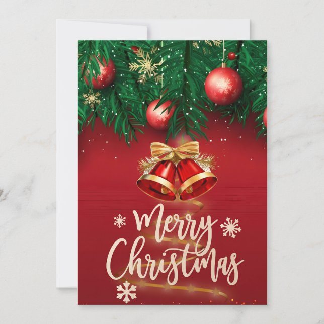 Cartes Pour Fêtes Annuelles Beau cadeau de Noël rouge doré Joyeux Noël (Devant)