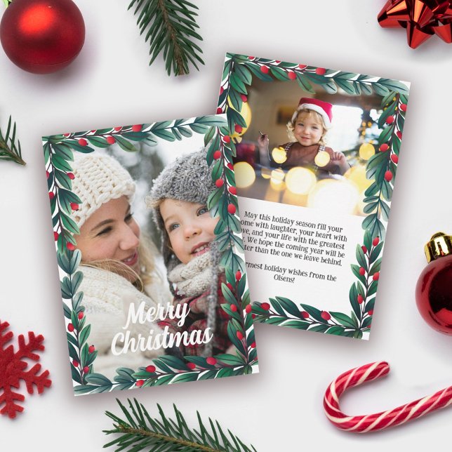 Cartes Pour Fêtes Annuelles Beau cadre verdoyant Joyeux Noël 2 Photo (Créateur téléchargé)