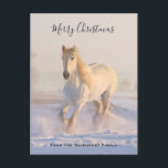 Cartes Pour Fêtes Annuelles Beau Cheval blanc dans la neige Photo Noël<br><div class="desc">Joyeuse carte postale de Noël avec une photo d'un magnifique cheval blanc. Traverser un champ couvert de neige. Majestueux et beau.</div>