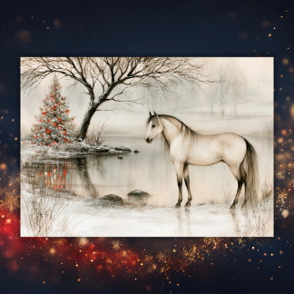 Cartes Pour Fêtes Annuelles Beau Cheval Buckskin Noël Hiver