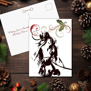 Cartes Pour Fêtes Annuelles Beau Cheval et Holly Noël hiver