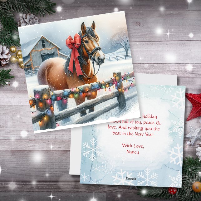 Cartes Pour Fêtes Annuelles Beau Cheval Festif Noël personnalisé (Créateur téléchargé)