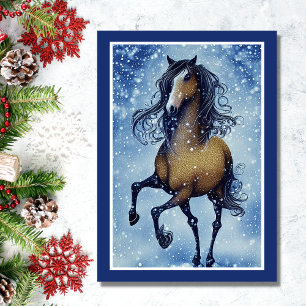 Cartes Pour Fêtes Annuelles Beau Cheval Whimsical dans Noël de neige