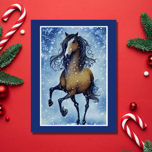 Cartes Pour Fêtes Annuelles Beau Cheval Whimsical dans Noël de neige