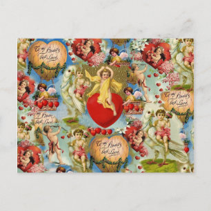 Cartes Pour Fêtes Annuelles Beau collage vintage d'ange d'amour de Valentine