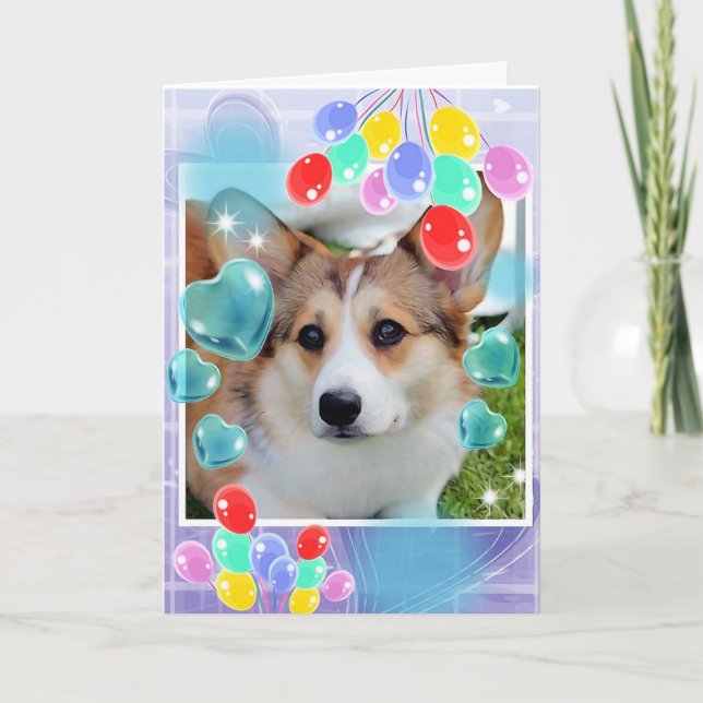Cartes Pour Fêtes Annuelles Beau corgi de sable avec Coeurs (Devant)