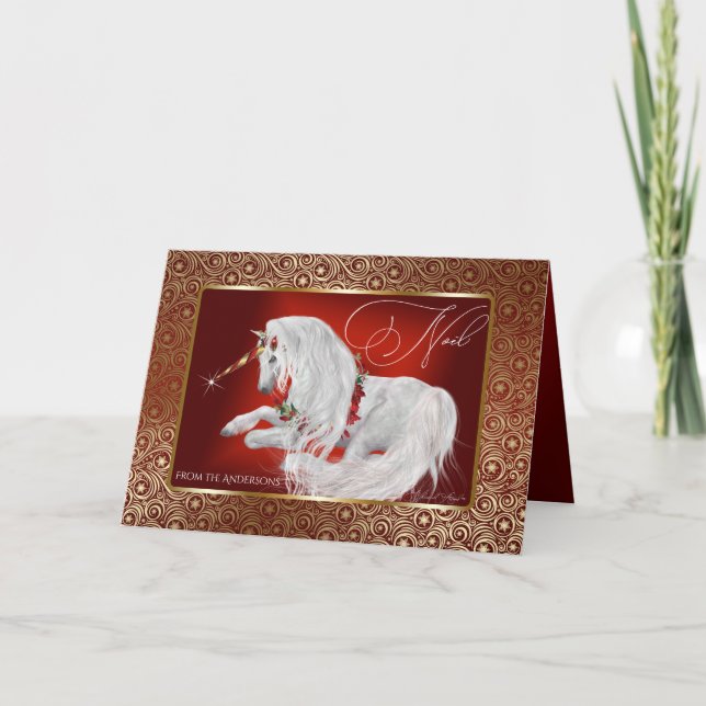 Cartes Pour Fêtes Annuelles Beau Imaginaire Noël Unicorn Noel (Devant)