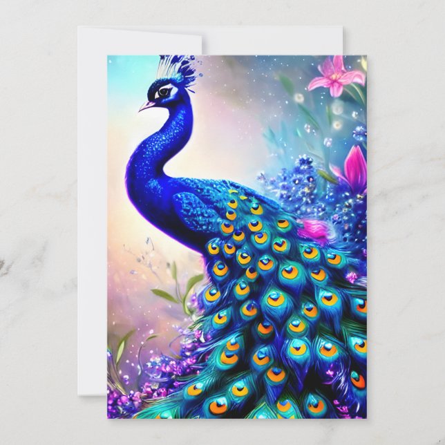 Cartes Pour Fêtes Annuelles Beau Imaginaire Peacock (Devant)