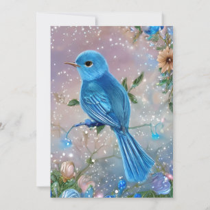 Cartes Pour Fêtes Annuelles Beau Imaginaire Petit Oiseau Bleu