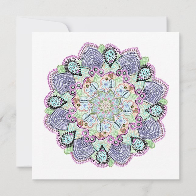 Cartes Pour Fêtes Annuelles Beau Jardin Dentelle Mandala Art (Devant)