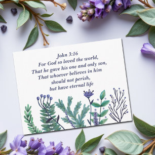 Cartes Pour Fêtes Annuelles Beau Jean 3:16 Bible Verse Christian