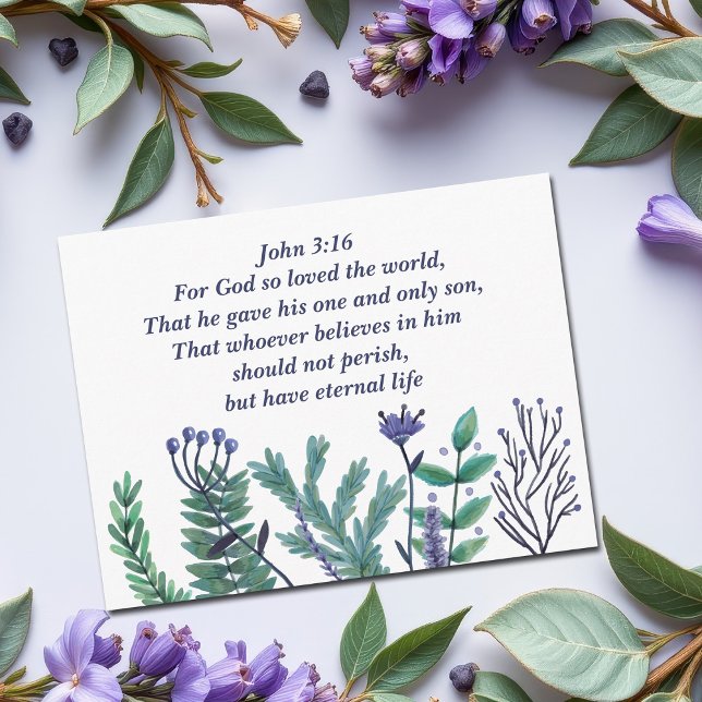 Cartes Pour Fêtes Annuelles Beau Jean 3:16 Bible Verse Christian (Créateur téléchargé)