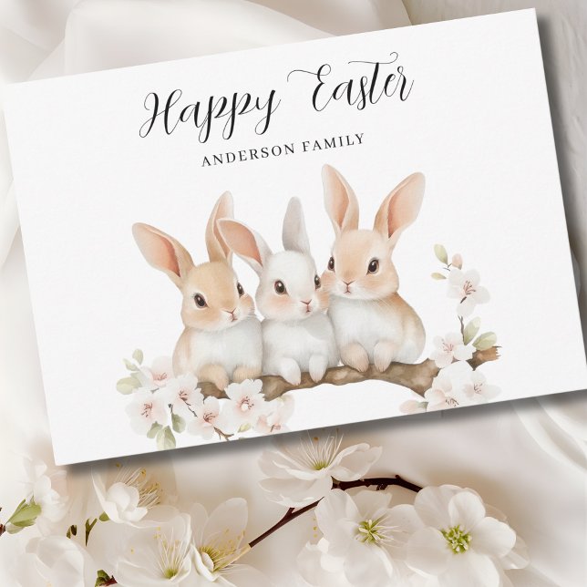 Cartes Pour Fêtes Annuelles Beau lapin Floral Pâques (Créateur téléchargé)