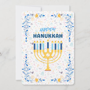 Cartes Pour Fêtes Annuelles Beau message personnalisé Bleu Bonne Hanoukka