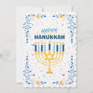 Cartes Pour Fêtes Annuelles Beau message personnalisé Bleu Bonne Hanoukka