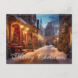 Cartes Pour Fêtes Annuelles Beau Motif de Noël Cosy dans une Vieille Ville de
