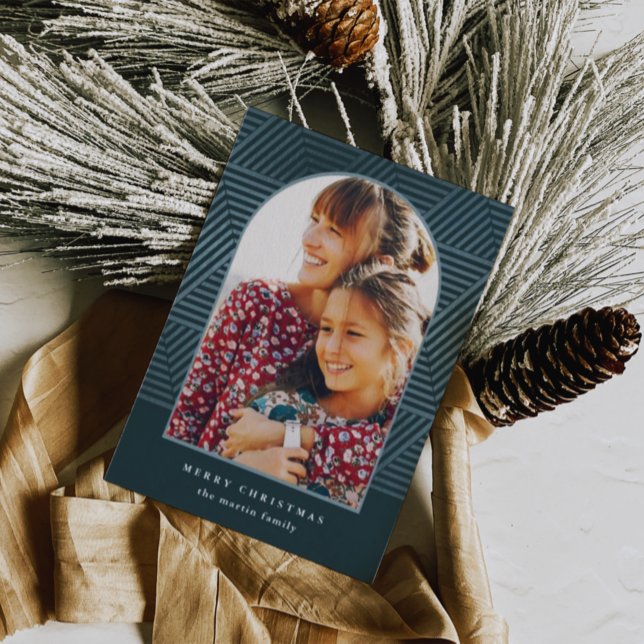 Cartes Pour Fêtes Annuelles Beau Motif géométrique bleu Noël (Créateur téléchargé)