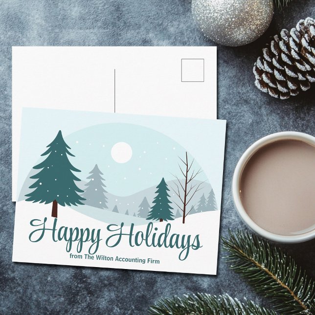 Cartes Pour Fêtes Annuelles Beau Noël Arbres hiver Neige Entreprise (Créateur téléchargé)