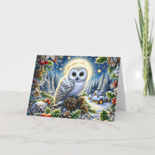 Cartes Pour Fêtes Annuelles Beau Noël enneigé dans la lumière de la lune