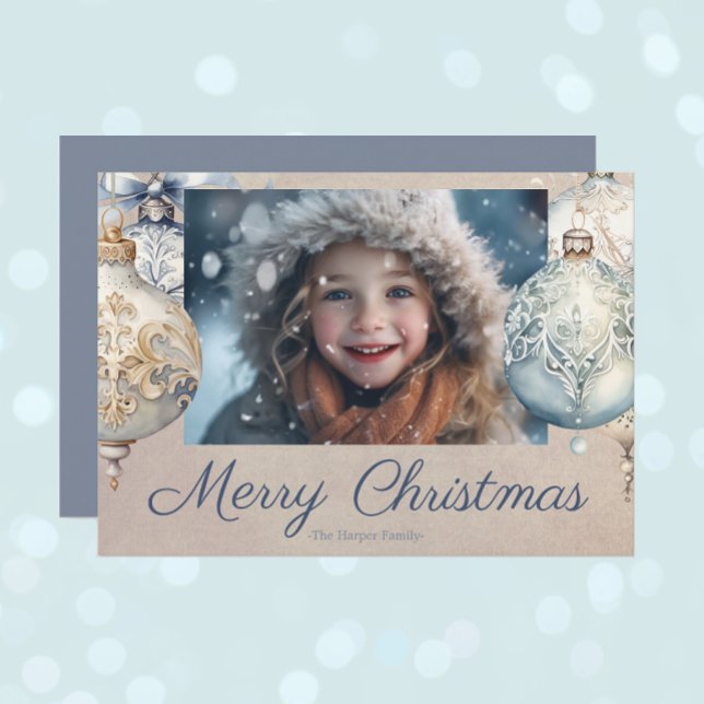 Cartes Pour Fêtes Annuelles Beau ornement Vintage une photo (Créateur téléchargé)
